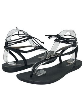 Grendene Ipanema Black Tie Up Womens Sandals Size 11M